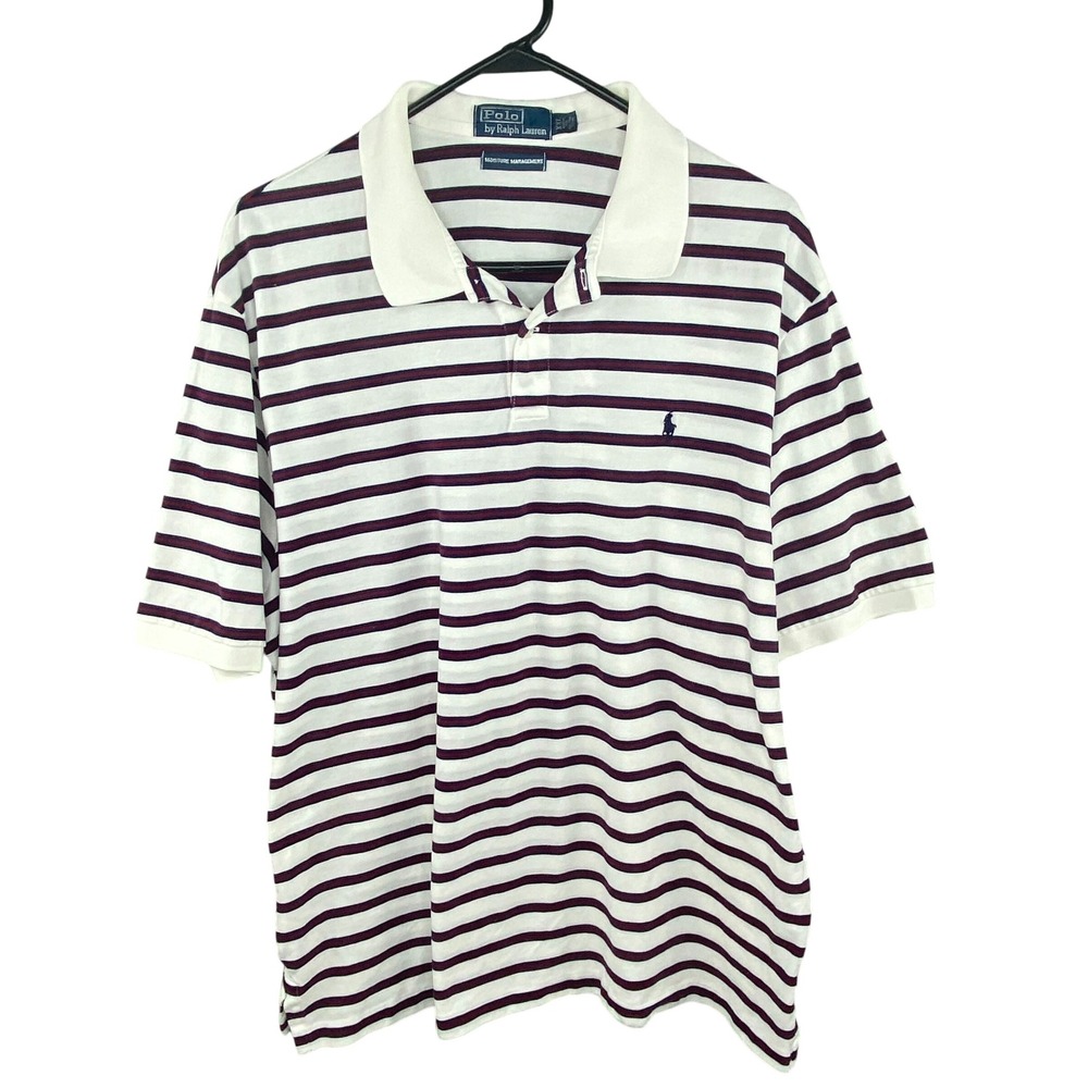 Polo Ralph Lauren Striped Polo Mens XXL Pima Cotton White Navy Burgundy Golf